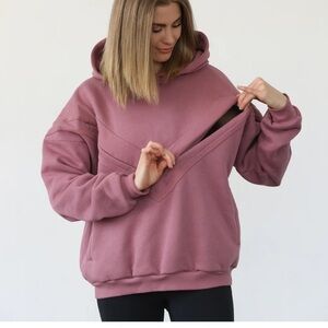 Isabella Ultra Soft Oversized Nursing & Pregnancy Hoodie (Mauve Smoke) in S/M